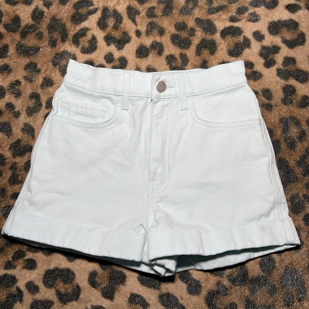 American Apparel Shorts Women Size 24 High Waist Cuffed Denim Blue Made In USA